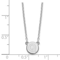 Sterling Silver Rhodium-plated Tiny Circle Block Letter Q Initial Necklace
