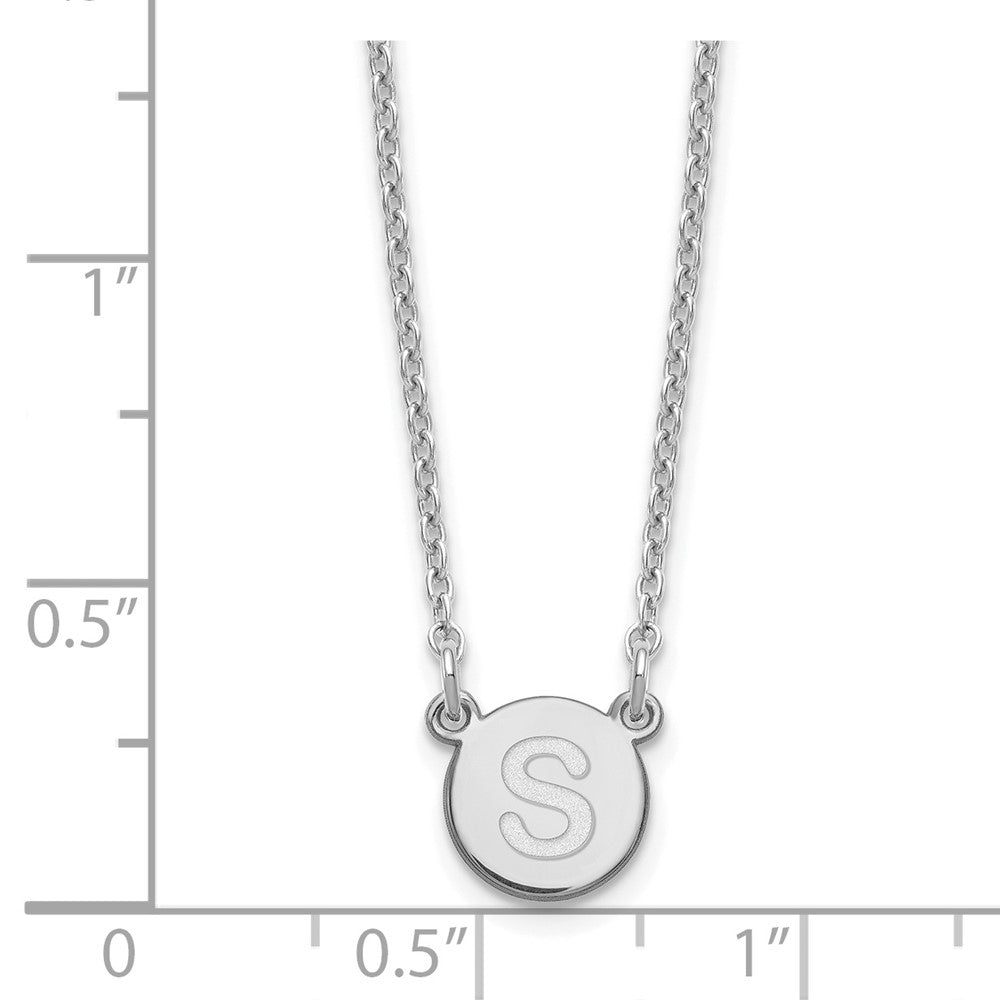 Sterling Silver Rhodium-plated Tiny Circle Block Letter S Initial Necklace