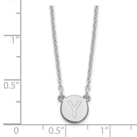 Sterling Silver Rhodium-plated Tiny Circle Block Letter Y Initial Necklace