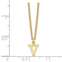 Sterling Silver Gold-plated Cutout Letter V Initial Necklace