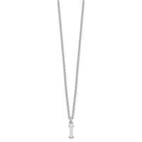 Sterling Silver Rhodium-plated Cutout Letter I Initial Necklace