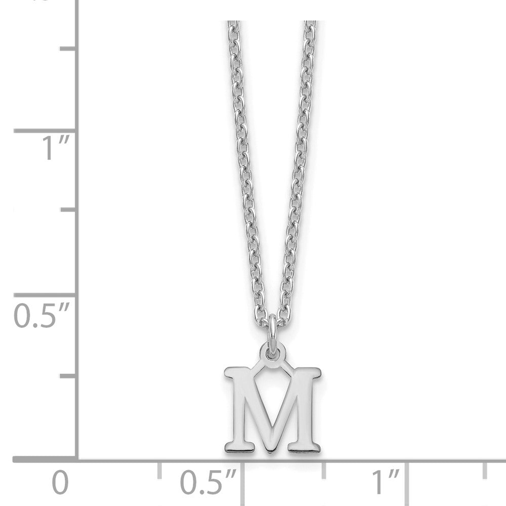 Sterling Silver Rhodium-plated Cutout Letter M Initial Necklace