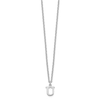 Sterling Silver Rhodium-plated Cutout Letter U Initial Necklace