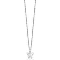 Sterling Silver Rhodium-plated Cutout Letter W Initial Necklace