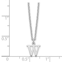 Sterling Silver Rhodium-plated Cutout Letter W Initial Necklace