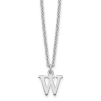 Sterling Silver Rhodium-plated Cutout Letter W Initial Necklace