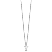 Sterling Silver Rhodium-plated Cutout Letter Y Initial Necklace