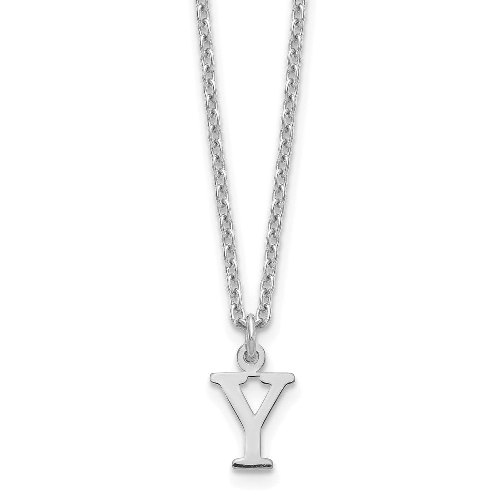 Sterling Silver Rhodium-plated Cutout Letter Y Initial Necklace