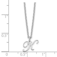Sterling Silver Rhodium-plated Letter K Initial Necklace