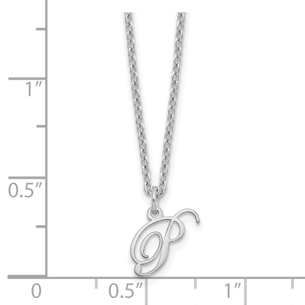 Sterling Silver Rhodium-plated Letter P Initial Necklace