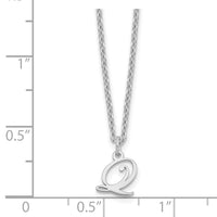 Sterling Silver Rhodium-plated Letter Q Initial Necklace