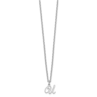 Sterling Silver Rhodium-plated Letter U Initial Necklace
