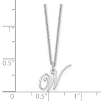 Sterling Silver Rhodium-plated Letter W Initial Necklace