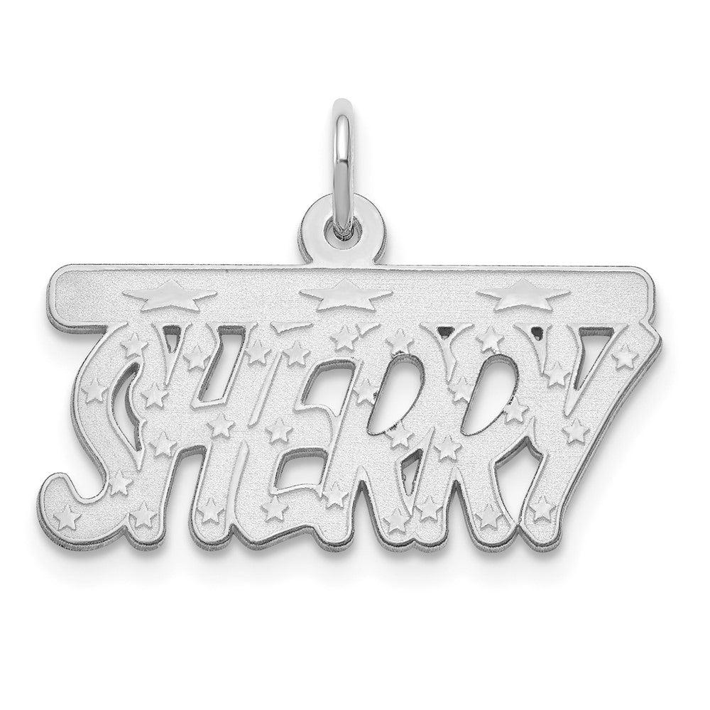 Sterling Silver/Rhodium-plated Satin Stars Name Plate