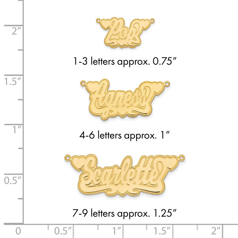 14k Yellow Gold Etched Hearts Name Plate