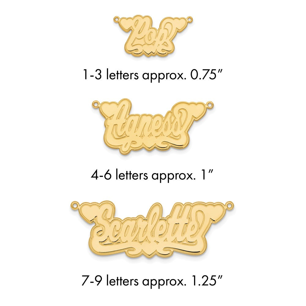Sterling Silver/Gold-plated Etched Hearts Name Plate