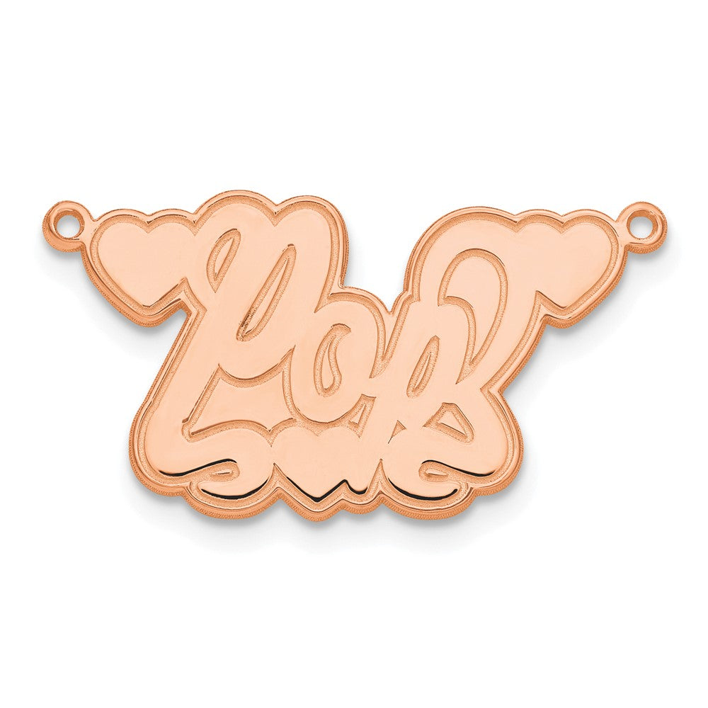 Sterling Silver/Rose-plated Etched Hearts Name Plate