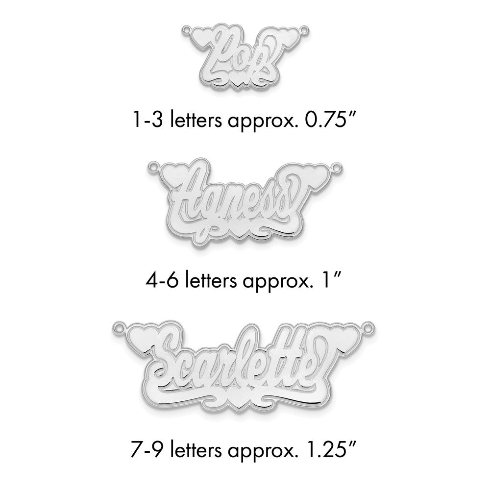 Sterling Silver/Rhodium-plated Etched Hearts Name Plate