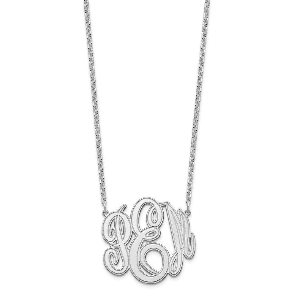 Sterling Silver/Rhodium-plated Etched Monogram Necklace