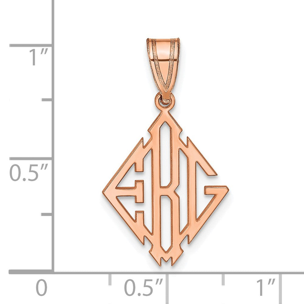 Sterling Silver/Rose-plated Diamond Shape Monogram Pendant