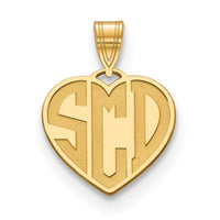 Sterling Silver/Gold-plated Etched Monogram Heart Pendant