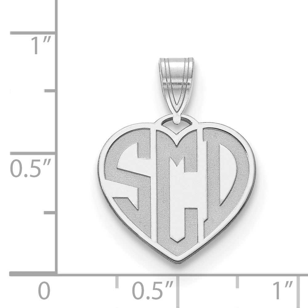 Sterling Silver/Rhodium-plated Etched Monogram Heart Pendant