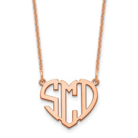 14k Rose Gold Heart Monogram Necklace