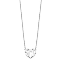 Sterling Silver/Rhodium-plated Heart Monogram Necklace