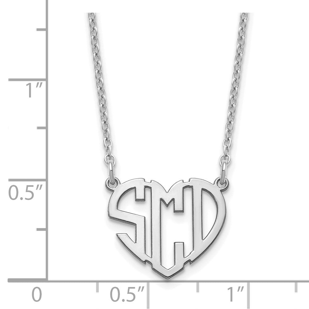 Sterling Silver/Rhodium-plated Heart Monogram Necklace