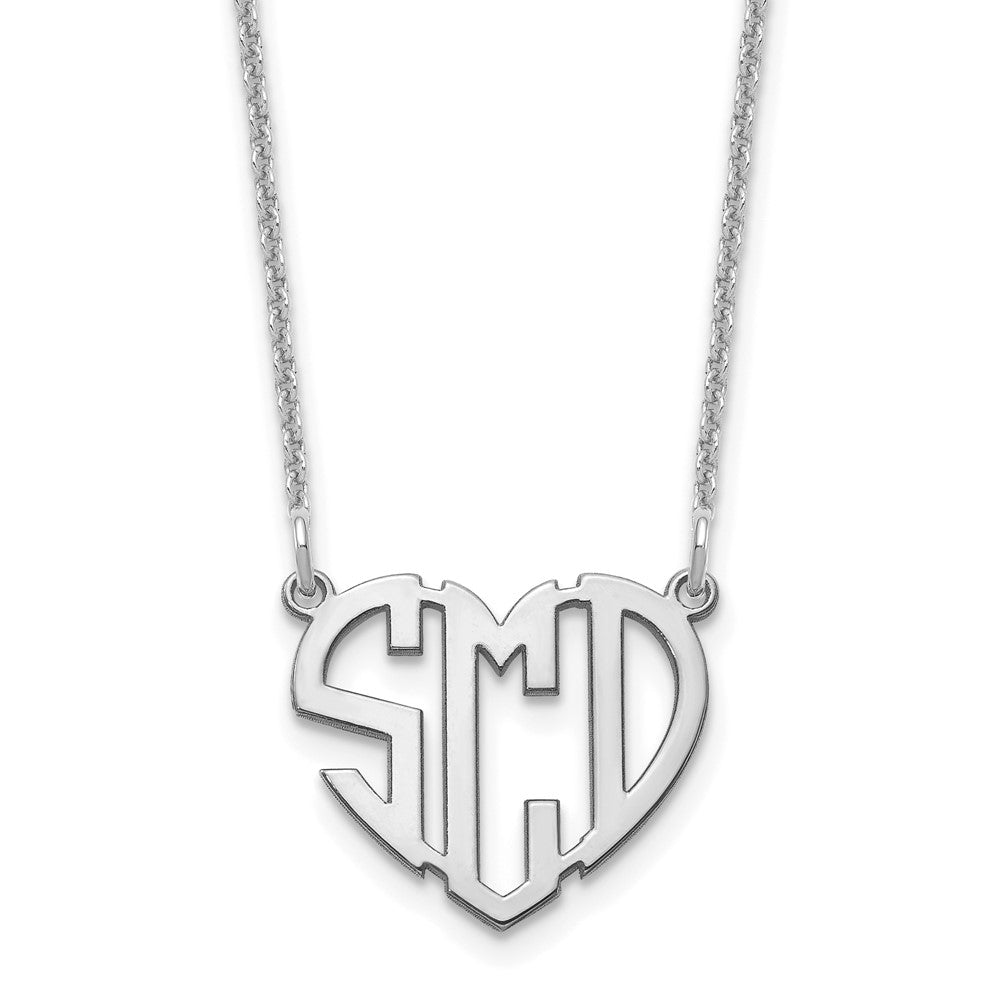 14k White Gold Heart Monogram Necklace