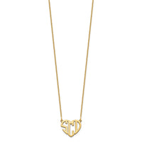 14k Yellow Gold Heart Monogram Necklace
