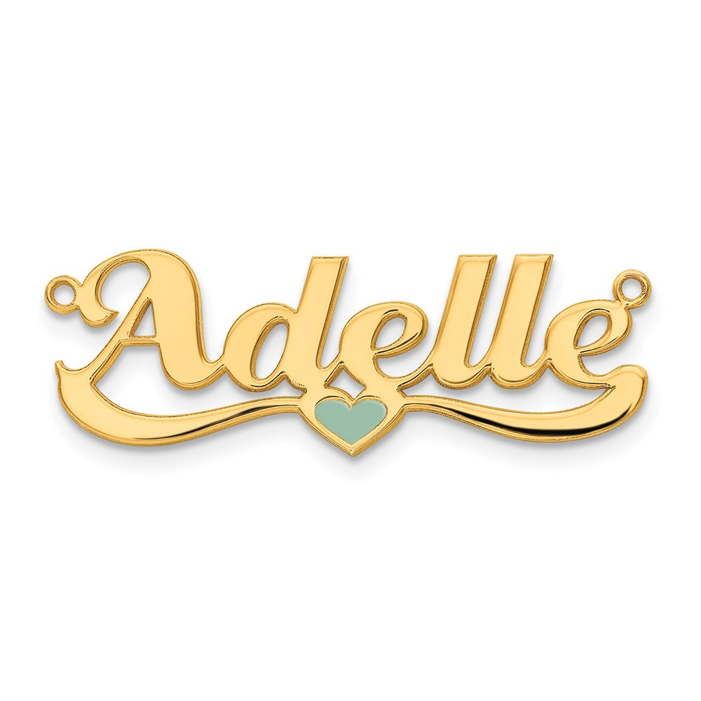 Sterling Silver/Gold-plated Epoxy Heart Name Plate