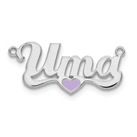 10k White Gold Epoxy Heart Name Plate