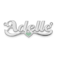 Sterling Silver/Rhodium-plated Epoxy Heart Name Plate