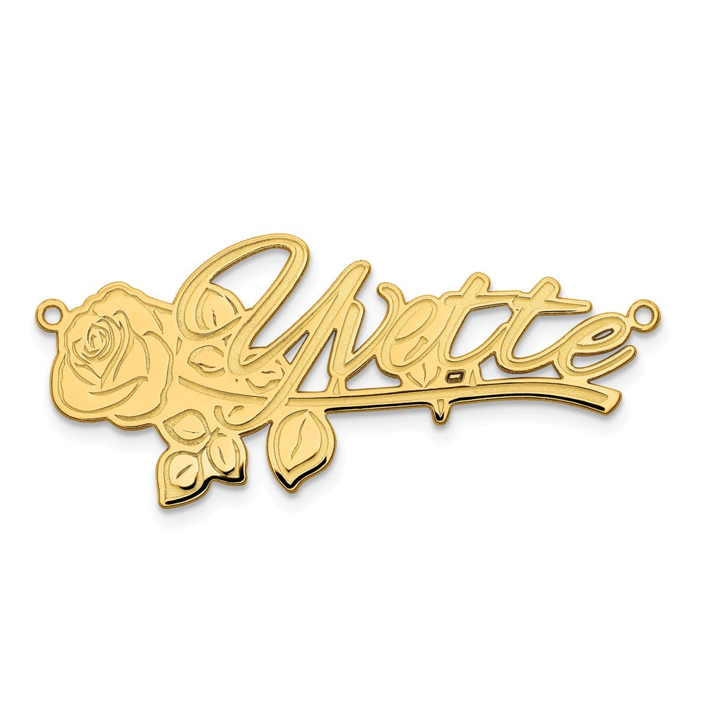 14k Yellow Gold Rose Name Plate