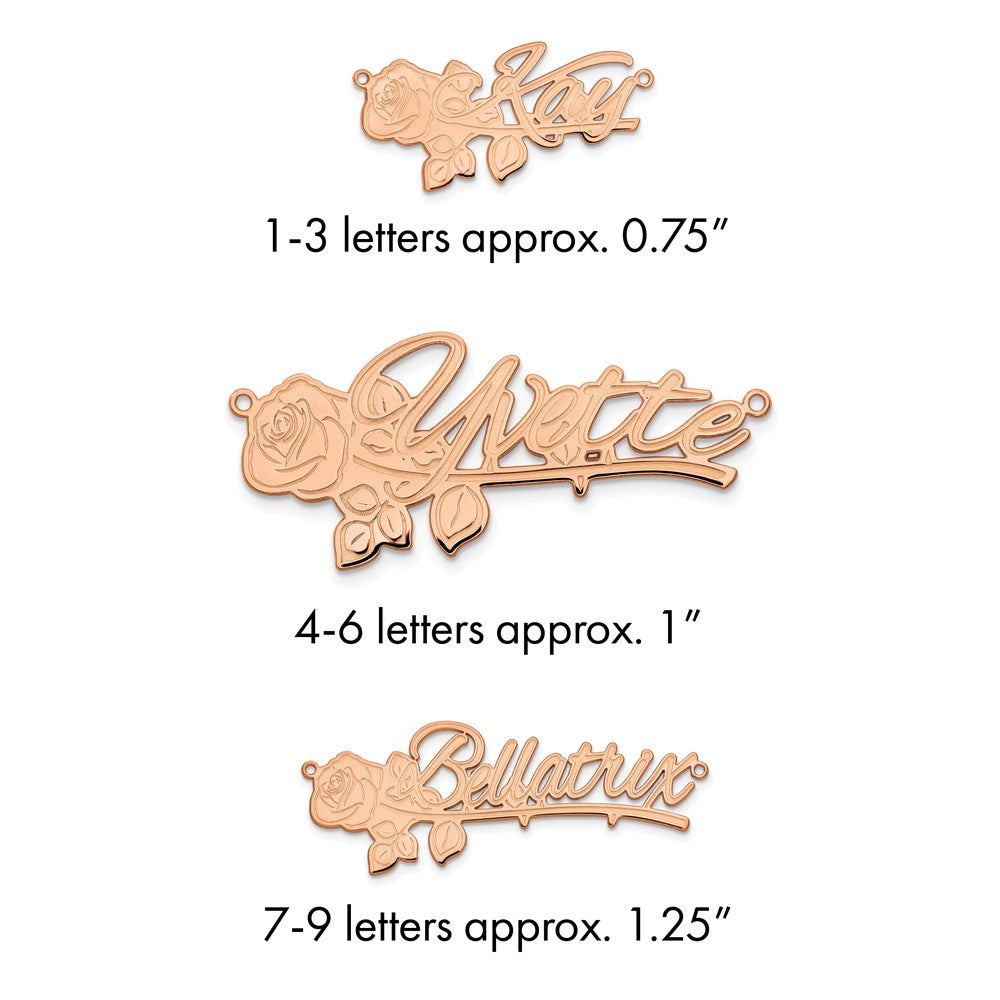 Sterling Silver/Rose-plated Rose Name Plate