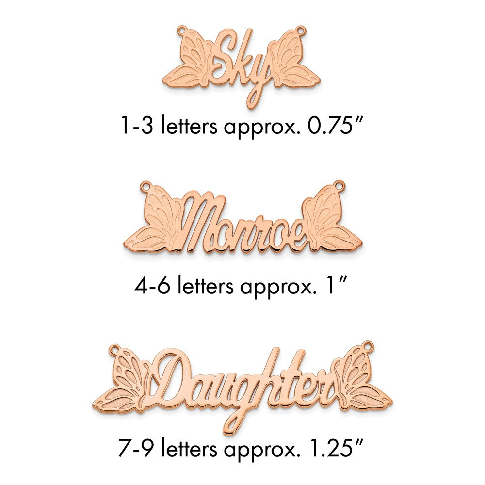 Sterling Silver /Rose-plated Butterfly Name Plate