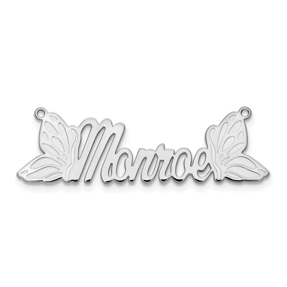 10k White Gold Butterfly Name Plate