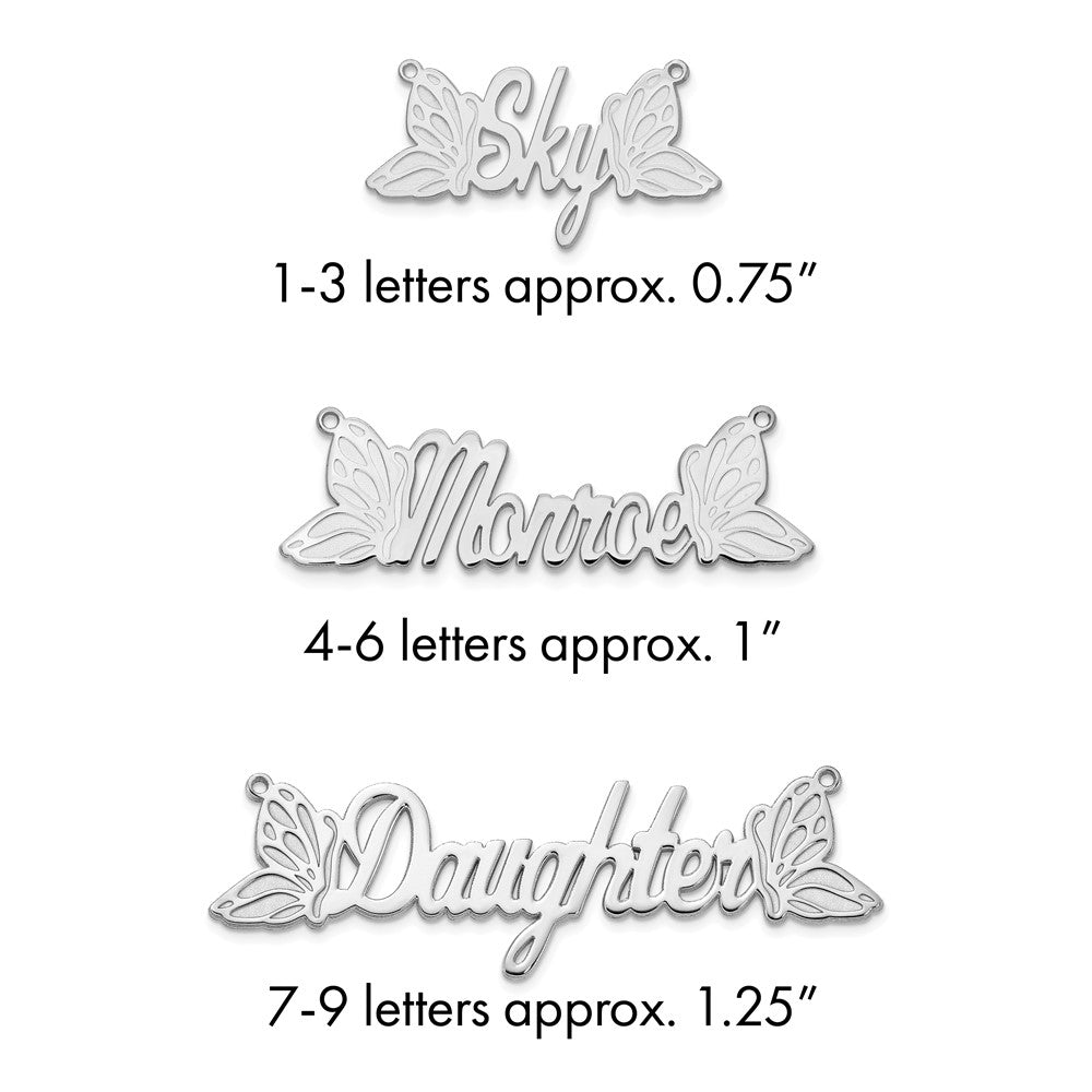 Sterling Silver/Rhodium-plated Butterfly Name Plate