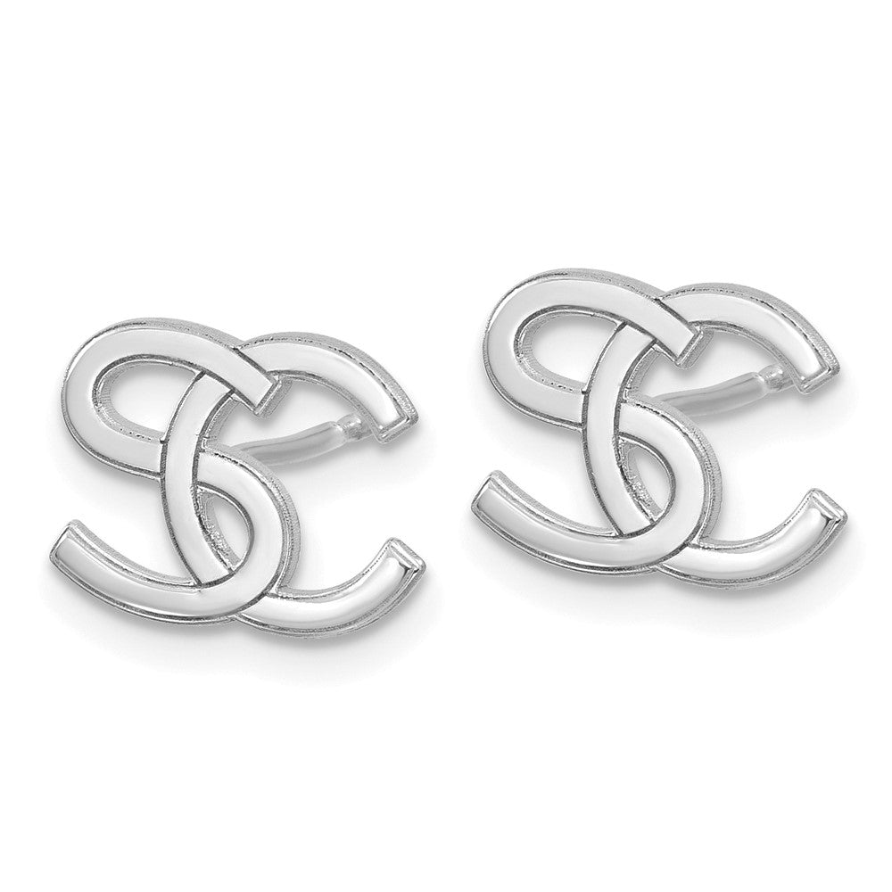 Sterling Silver/Rhodium-plated Interlocking Initial Earrings