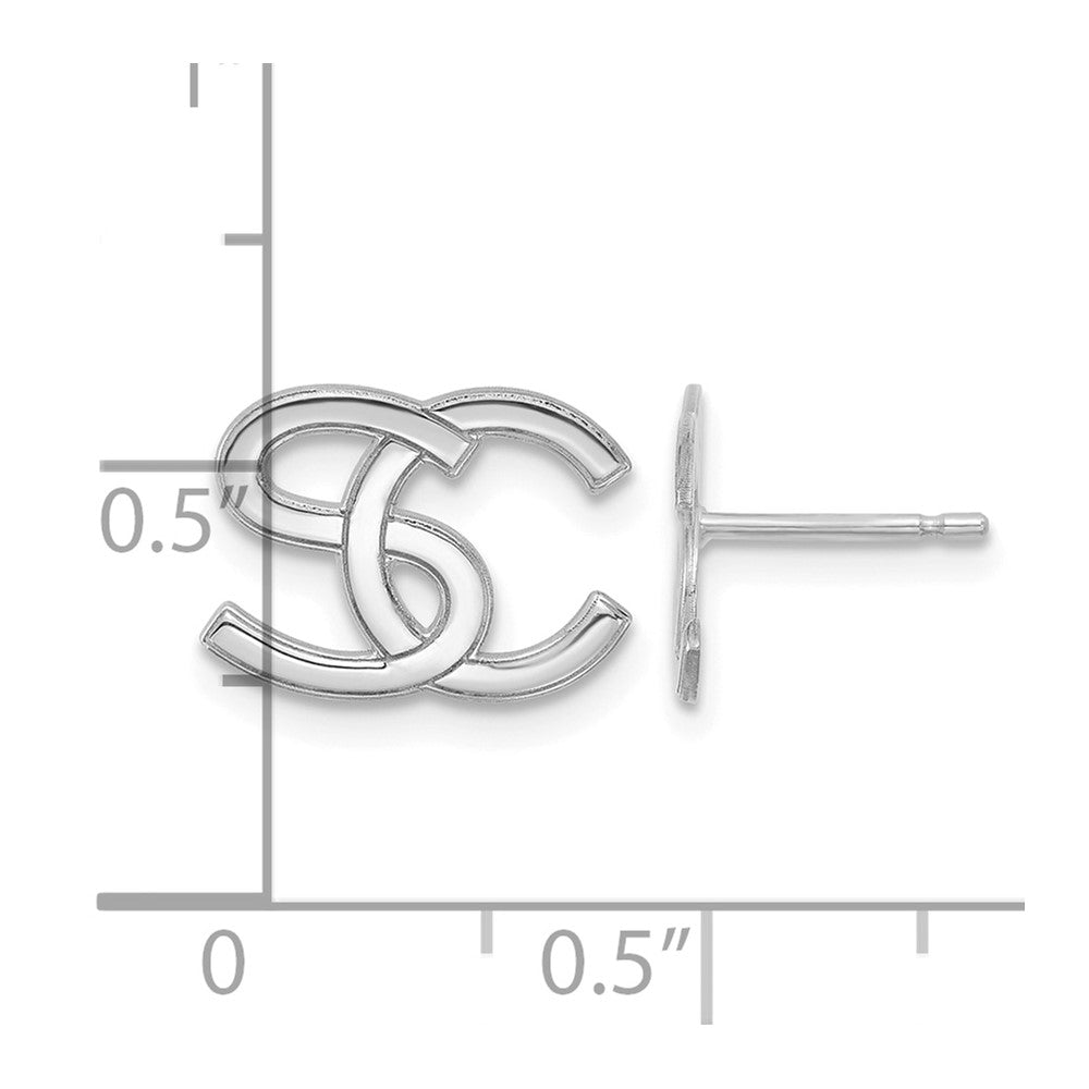 Sterling Silver/Rhodium-plated Interlocking Initial Earrings