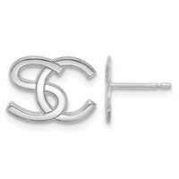 Sterling Silver/Rhodium-plated Interlocking Initial Earrings