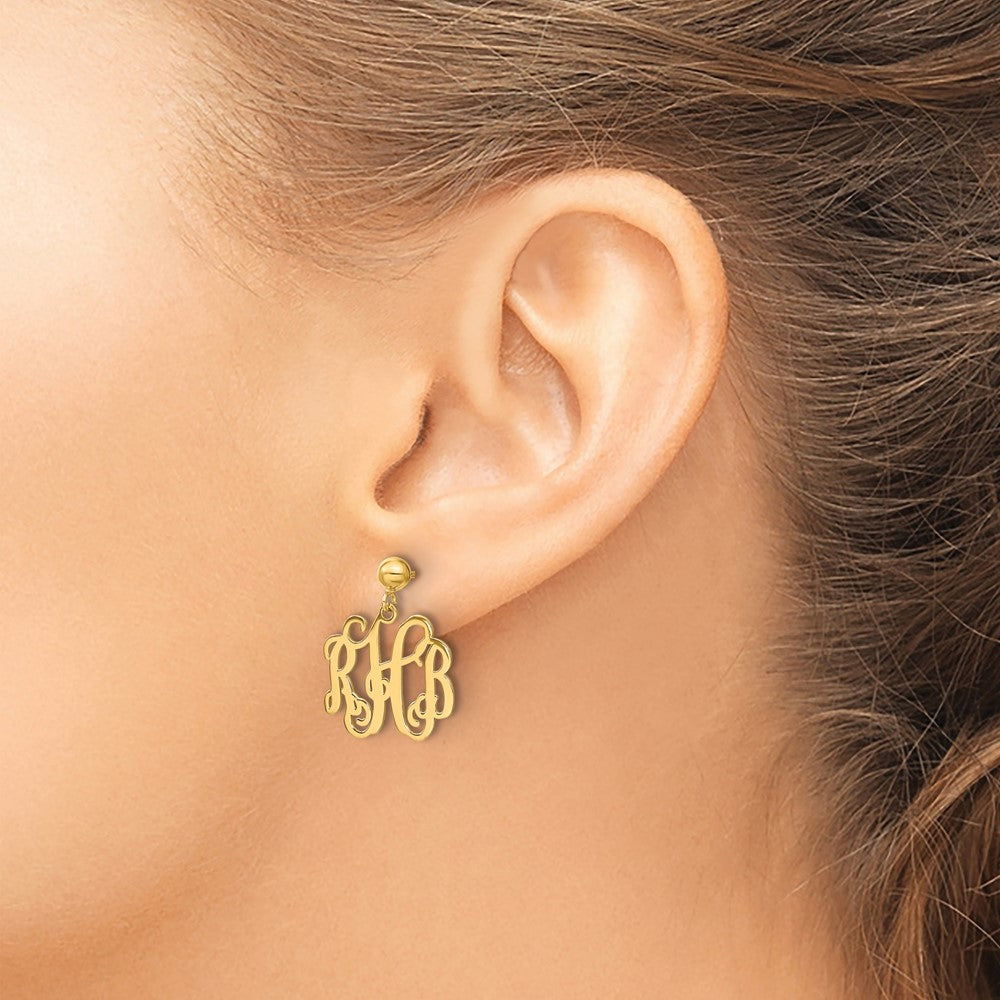 Sterling Silver/Gold-plated Monogram Dangle Earrings