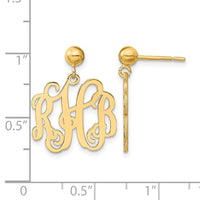 14k Yellow Gold Monogram Dangle Earrings