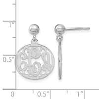 Sterling Silver/Rhodium-plated Monogram Dangle Earrings