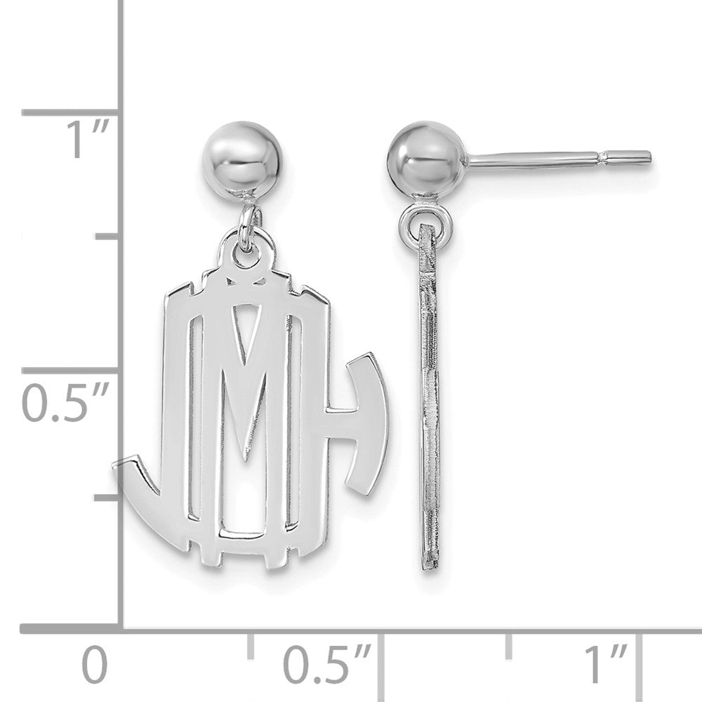 Sterling Silver/Rhodium-plated Monogram Dangle Earrings
