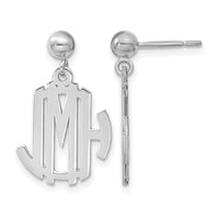 Sterling Silver/Rhodium-plated Monogram Dangle Earrings