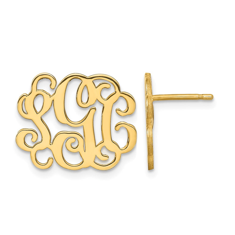 14k Yellow Gold Monogram Post Earrings