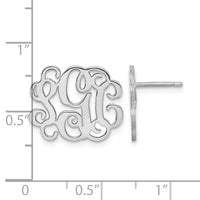 Sterling Silver/Rhodium-plated Monogram Post Earrings