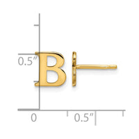 Sterling Silver Gold-plated Letter B Initial Post Earrings